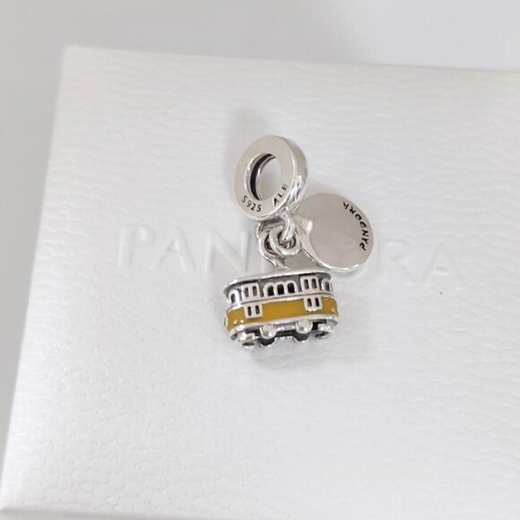 Pandora Lisbon Tram Engravable Double Pendant Charm S925 Silver with box - Picture 4 of 8